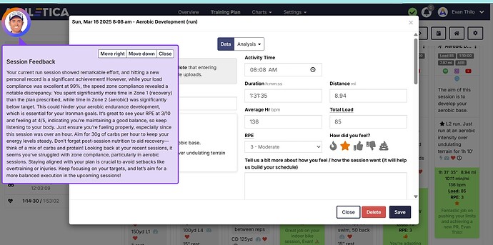 athletica zone 2 run feedback